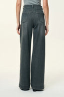 Moss Smoky Grey 3D Wide Leg Jeans in Micro Stretchy Denim