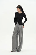 Emma Black Fitted Cardigan in Cotton Blend Yarn Knit