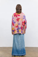 Louloudia Floral Jacquard Knit Cardigan in Merino Mohair Blend