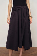 Kaia Paneled Waist Tie Sleeveless Dress in Cotton Knit and Tencel Denim