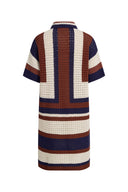 Louise Short-Sleeve Crochet Dress in Cotton-Linen Knit