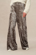 Shining Velvet Straight Leg Trousers in Ice Velvet