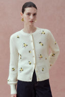 Sabina Jacquard Knit Cardigan in Alpaca-Merino Blend Knit
