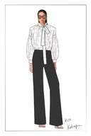 Mirta Tie-Neck Top in Embroidered Fine Mesh