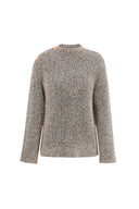 Eva Asymmetric Metallic Sweater in Lurex Blend Knit