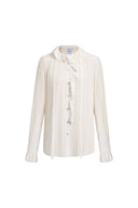 Charlotte Shimmer Ruched Ruffle Blouse
