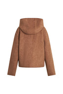 Carina Bestickter Kapuzen-Kurzmantel aus Merino-Alpaka-Twill