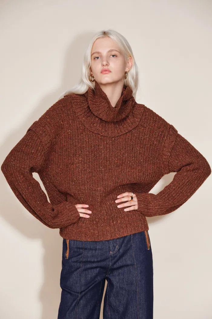 Linda Detachable Highneck Sweater in Merino Wool Blend