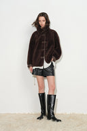 Hazel Black Reversible Shearling Jacket in 100% Wool Pile