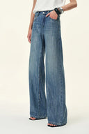 Jeans Eclipse-D lavados con pedrería en mezclilla de algodón