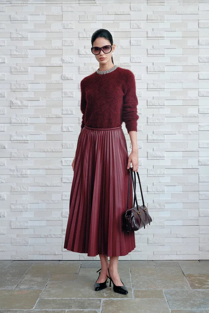 Violet Crystal Embellished Collar Sweater in Alpaca Blend