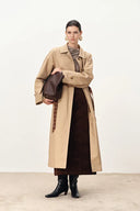 Barga Single Breasted Long Trench Coat in Cotton