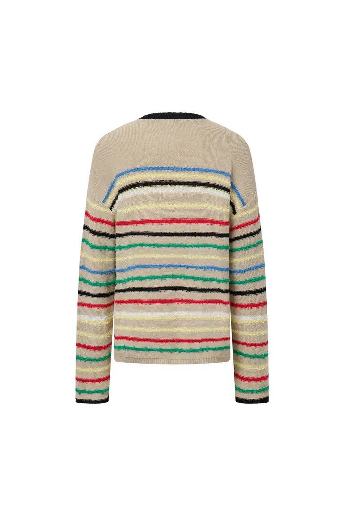 Blair Rainbow Striped Sweater in Linen Blend Knit –