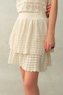 Falda midi Daisy con volantes en algodón tejido