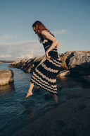 Cecilia Handcrafted Contrasting Crochet Skirt in Cotton-Linen Blend