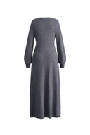 Nora Asymmetric Knotted Maxi Dress in Merino Wool Knit