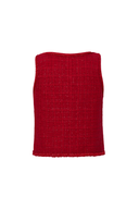 Ruby Red Handmade Silky Ribbon Tweed Vest