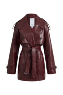 Manteau style trench Ostro en cuir synthétique ciré