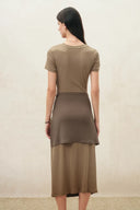 Isla Grey Ruched Tie Front T-Shirt Dress