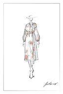 Lou Flora Long Sleeves Dress in Silk-Linen Blend