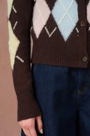 Cardigan corto Hart con diseño argyle en mezcla de lana y cachemira