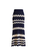 Cecilia Handcrafted Contrasting Crochet Skirt in Cotton-Linen Blend