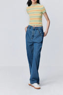 Top Corto a Righe Amber in Maglia