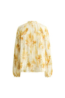 Blusa Emery con Mangas Semitransparentes en Georgette de Seda Burnout