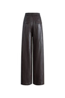 Nellie Elasticated Waist Wide Leg Trousers in Protein Leather