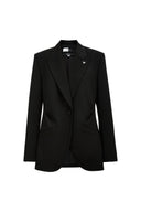 Architect Sculpted Waist Tucks Suit Blazer in Sheep Wool