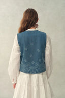 Top sans manches Wren Paisley en denim de coton