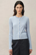 Niki Blauwe Cardigan in Lyocellmix Breiwerk