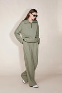 Felpa con zip e rever a contrasto Jane in cotone