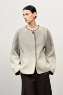 Dara Gradient Scarf Style Wool Peacoat in Wool-Silk-Rabbit Hair Blend