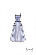 Cirra Smocked Ruffle Trim Striped Sleeveless Cami Dress in Sheer Fabric