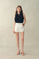 Barney A Line Cuffed  Cargo Short in Linen Blend