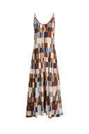 Morven Bademantelkleid mit Mosaikmuster aus gebürstetem Seidenmischgewebe