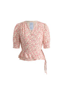 Irisa Blumenrosa Bluse aus mattem Maulbeerseiden-Crêpe