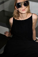 Obélisque Pleated Slip Dress in Matte Crepe