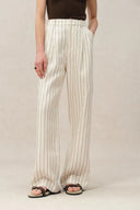 Pantalon de costume rayé Eden en lin
