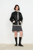 Athena Belted Shearling Padded Jacket in Vegan Leather