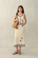 Rania Hand Crochet Embroidery Sleeveless Top and Skirt Set in Cotton Yarn