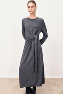 Nora Asymmetric Knotted Maxi Dress in Merino Wool Knit