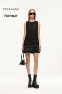 Alice Asymmetric Pleated Hem Sleeveless Dress in Lightweight Blend