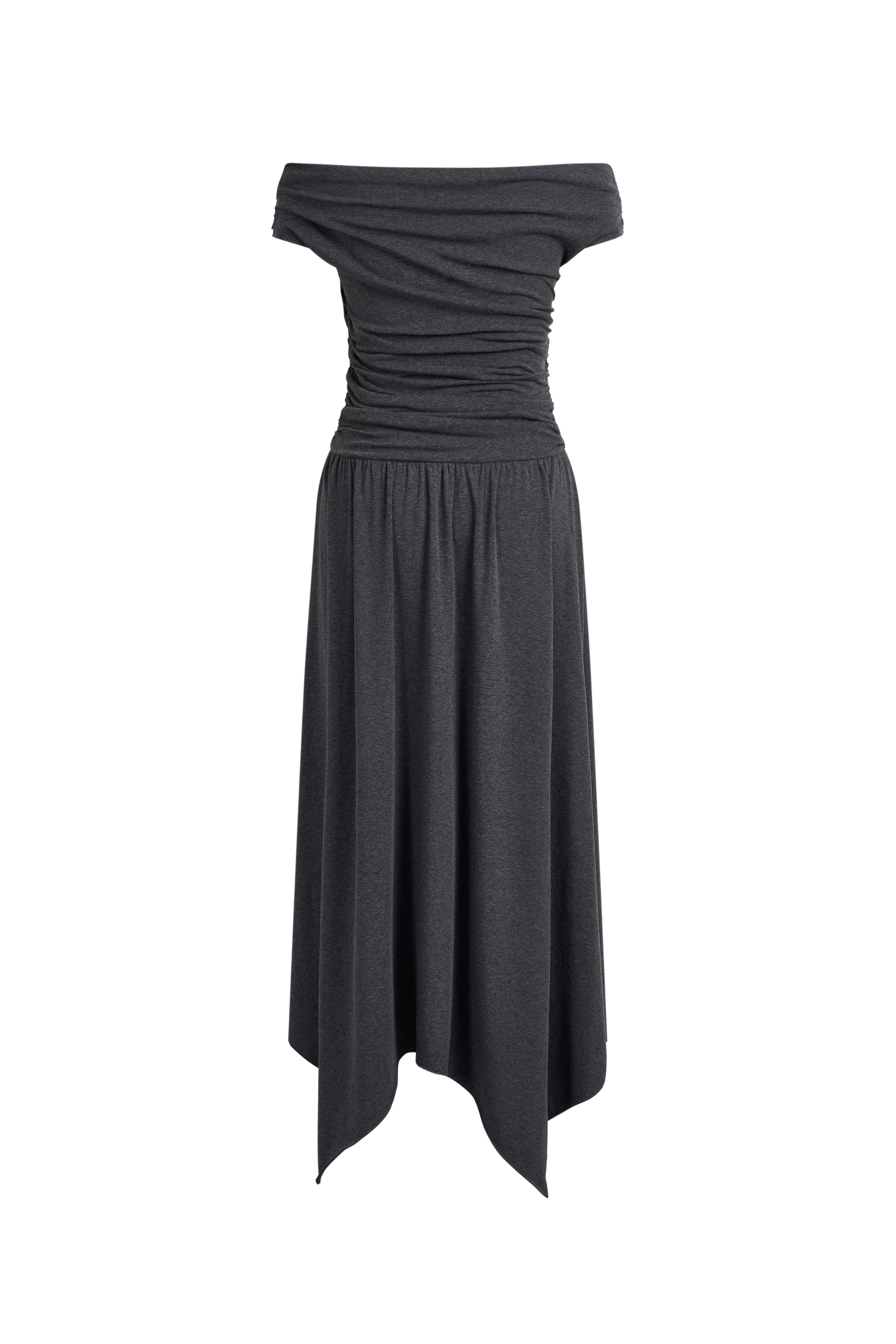 Isabella Smocked Drape Sleeveless Dress in Brushed Cotton Blend S/P