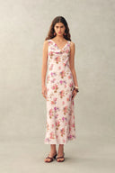 Fraye Floral Cowl Neck Sleeveless Dress in Silk Double Crepe