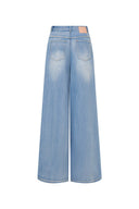 Prevernae Washed Wide-Leg Jeans in Cotton Denim