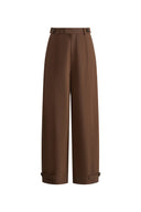 Pantalones curvos Lydia con hebilla en sarga de algodón