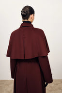 Brianna Belted Detachable Cape Trench Coat in Merino Wool Double-Face