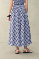 Kristall Handgearbeitetes Ärmelloses Kariertes Top- und Rock-Set aus Stretch-Baumwoll-Bubble